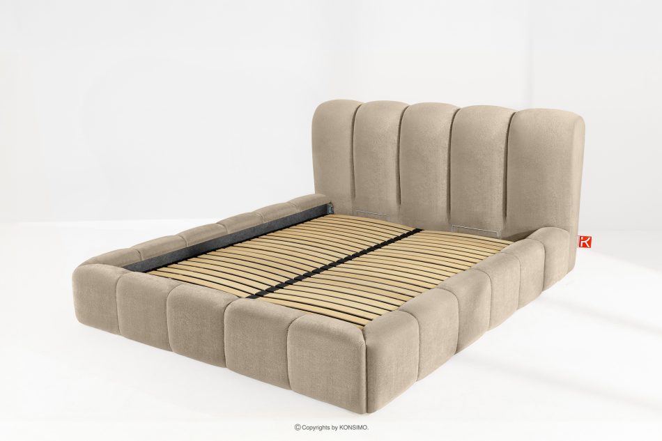 MERIDE Čalúnená posteľ 180 cm v štýle Japandi so sivobežovým prešívaním šedo-béžová - obrázok 12