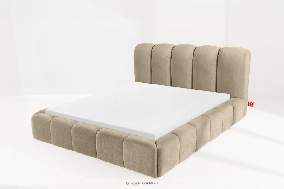 MERIDE Čalúnená posteľ 180 cm v štýle Japandi so sivobežovým prešívaním šedo-béžová - obrázok 13