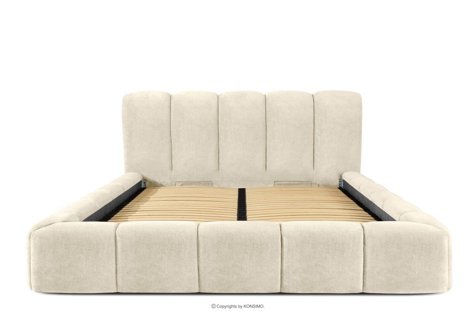 MERIDE Čalúnená posteľ 180 cm v štýle Japandi s ecru prešívaním ekru - obrázok 3