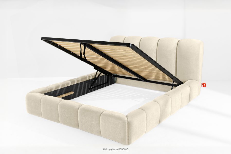 MERIDE Čalúnená posteľ 180 cm v štýle Japandi s ecru prešívaním ekru - obrázok 6