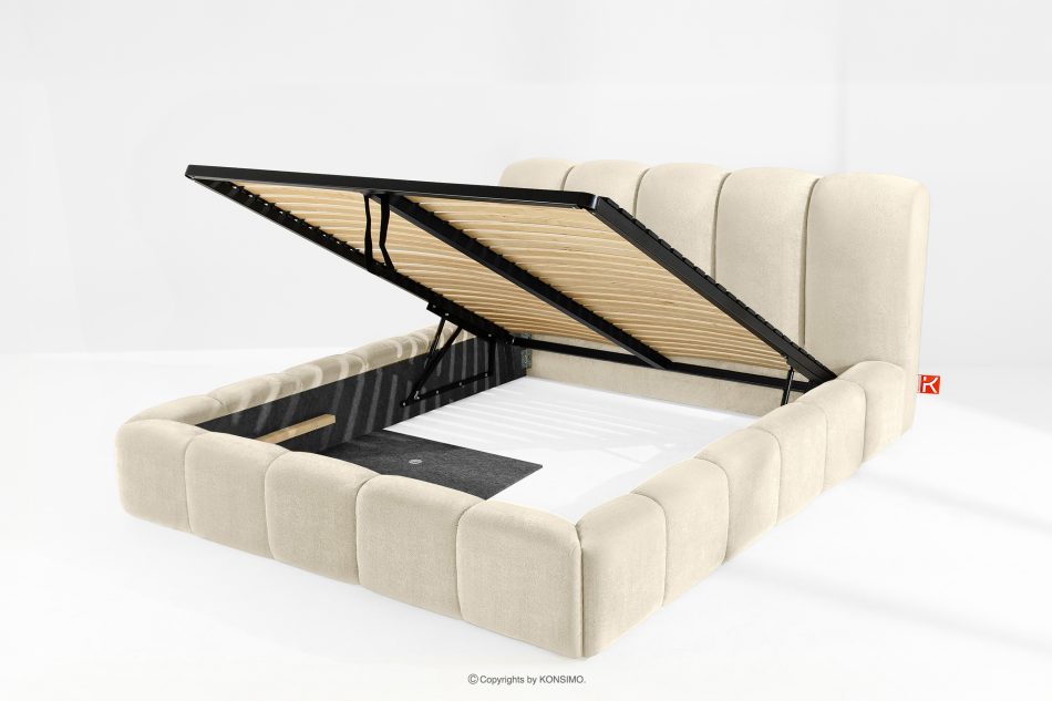 MERIDE Čalúnená posteľ 180 cm v štýle Japandi s ecru prešívaním ekru - obrázok 7