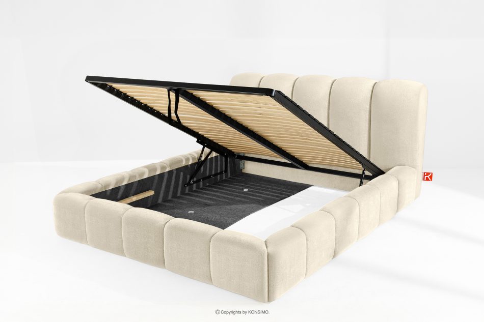MERIDE Čalúnená posteľ 180 cm v štýle Japandi s ecru prešívaním ekru - obrázok 8