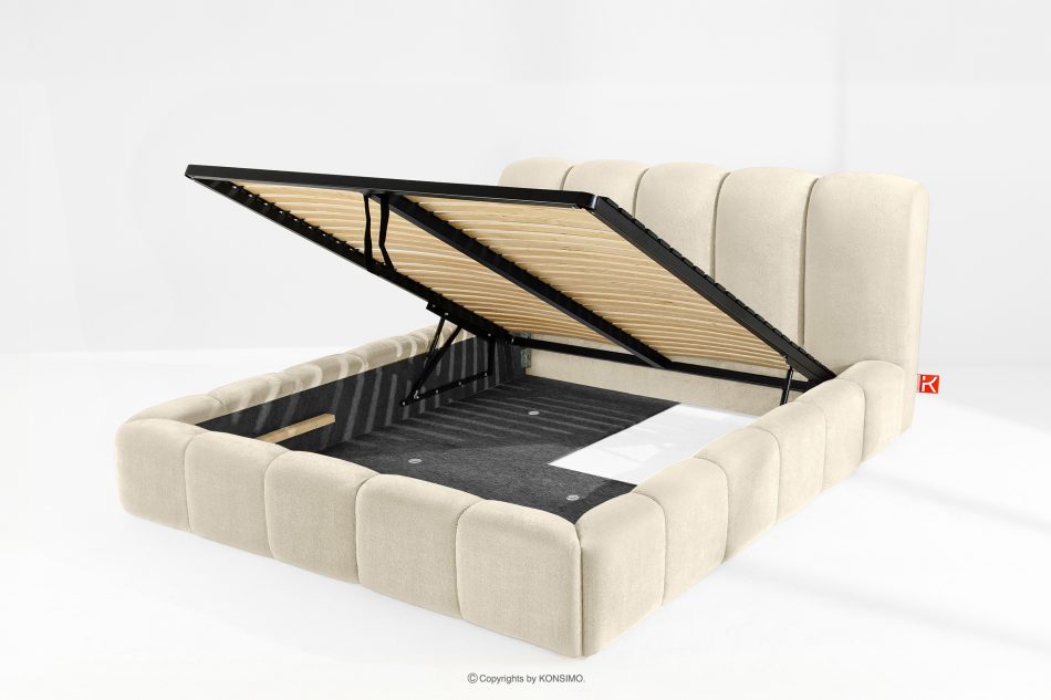 MERIDE Čalúnená posteľ 180 cm v štýle Japandi s ecru prešívaním ekru - obrázok 9