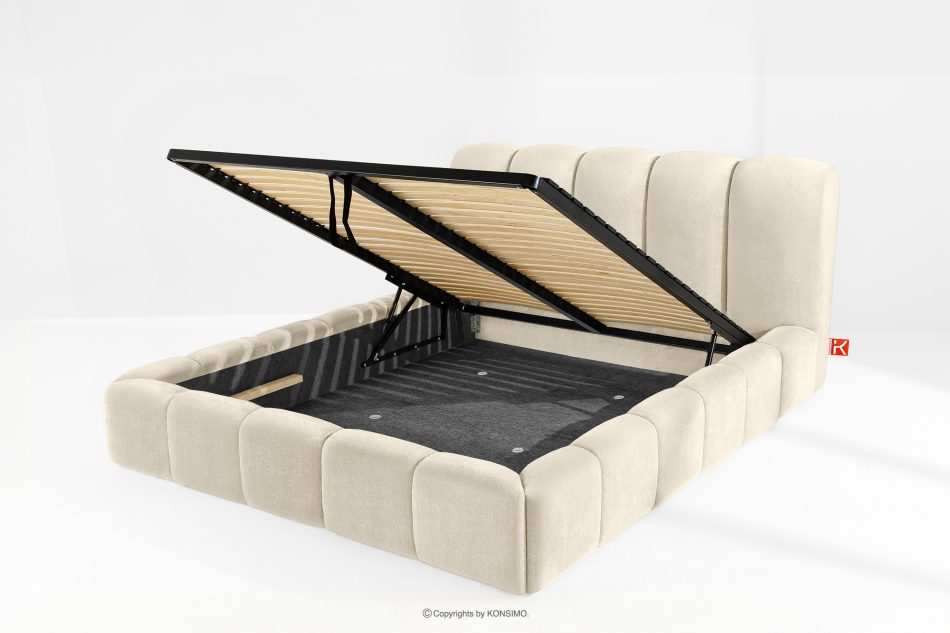 MERIDE Čalúnená posteľ 180 cm v štýle Japandi s ecru prešívaním ekru - obrázok 10