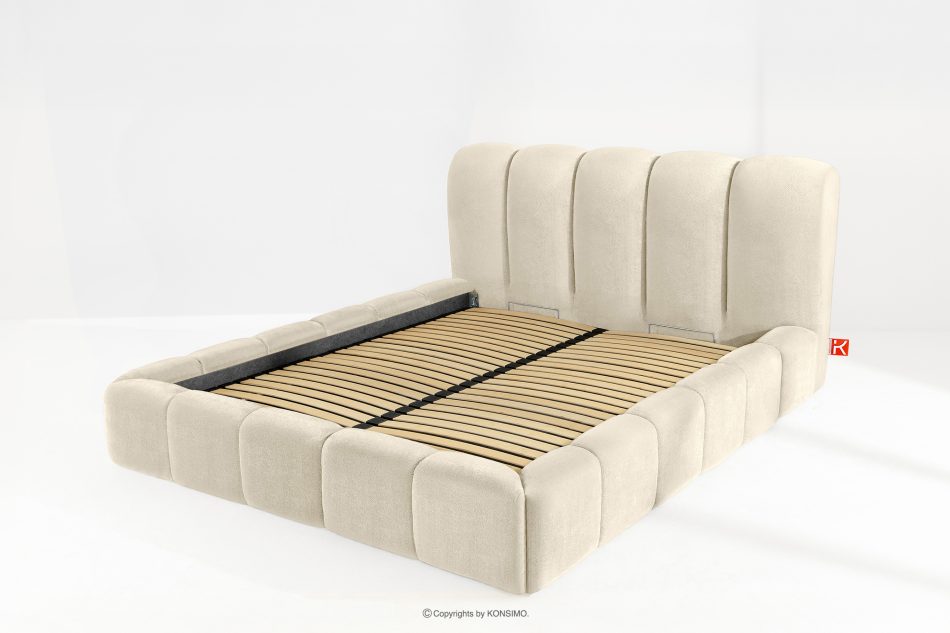 MERIDE Čalúnená posteľ 180 cm v štýle Japandi s ecru prešívaním ekru - obrázok 12