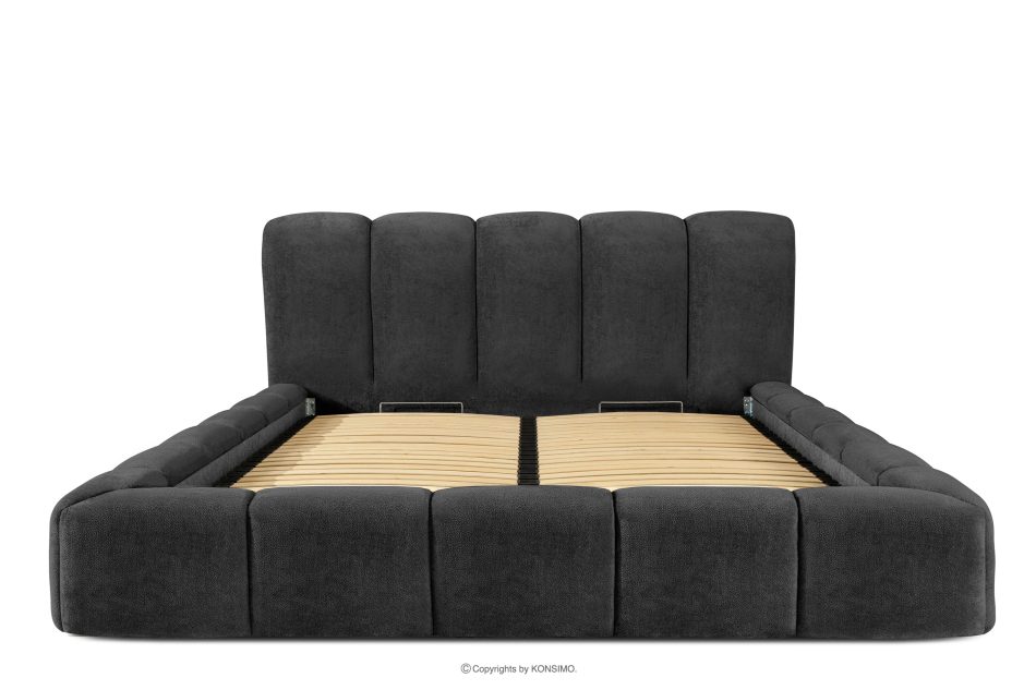 MERIDE Čalúnená posteľ 200 cm s antracitovým prešívaním antracitová - obrázok 3
