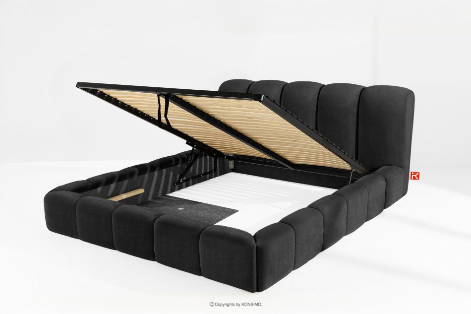 MERIDE Čalúnená posteľ 200 cm s antracitovým prešívaním antracitová - obrázok 7