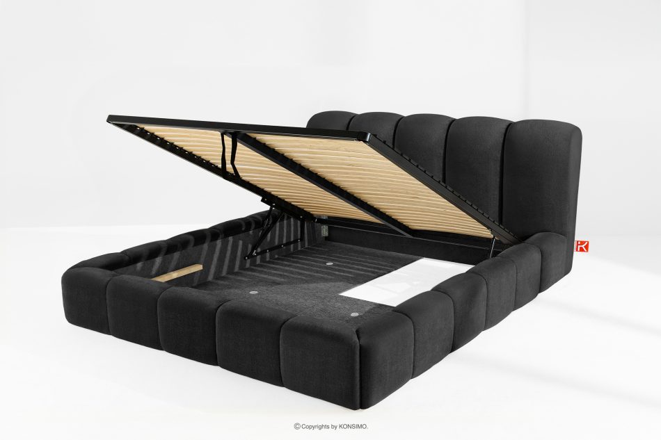 MERIDE Čalúnená posteľ 200 cm s antracitovým prešívaním antracitová - obrázok 9