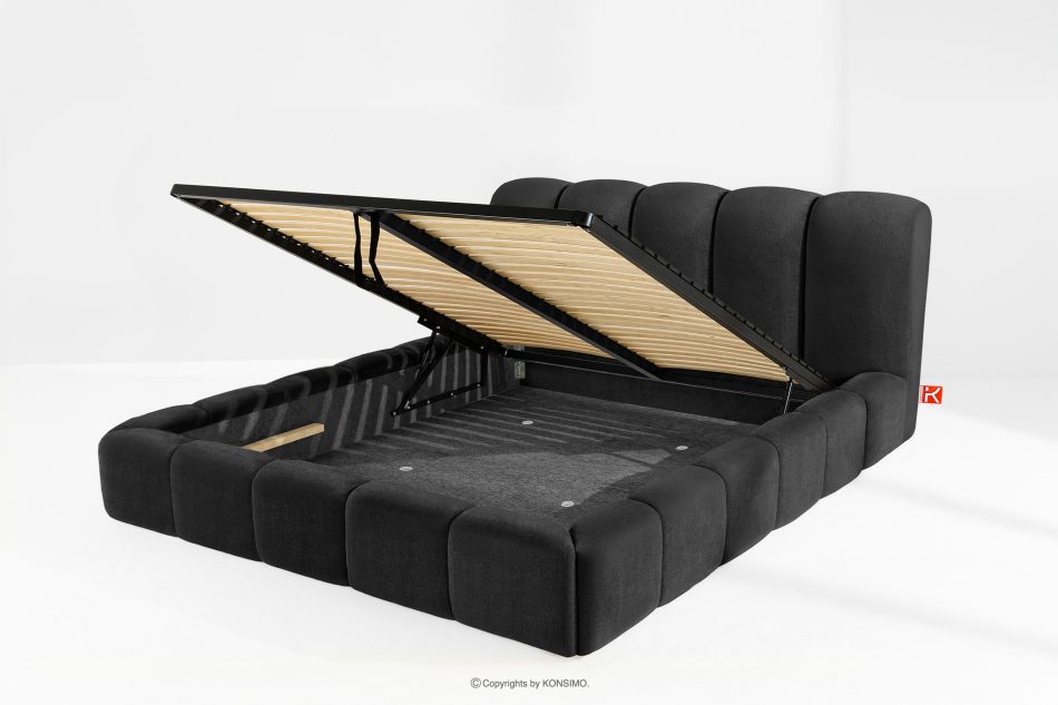 MERIDE Čalúnená posteľ 200 cm s antracitovým prešívaním antracitová - obrázok 10