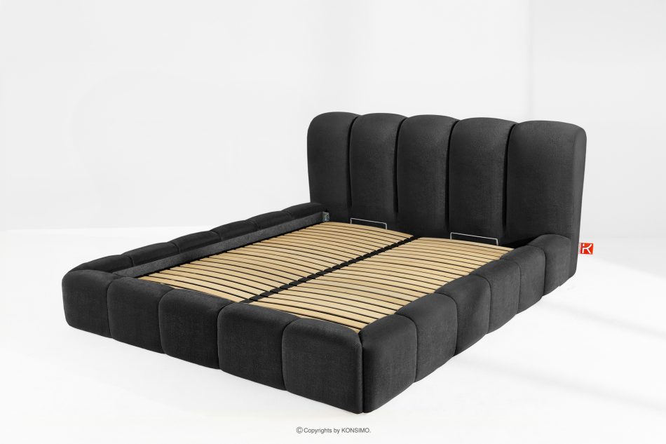 MERIDE Čalúnená posteľ 200 cm s antracitovým prešívaním antracitová - obrázok 12