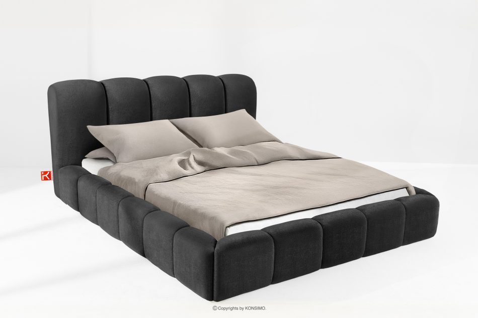 MERIDE Čalúnená posteľ 200 cm s antracitovým prešívaním antracitová - obrázok 1