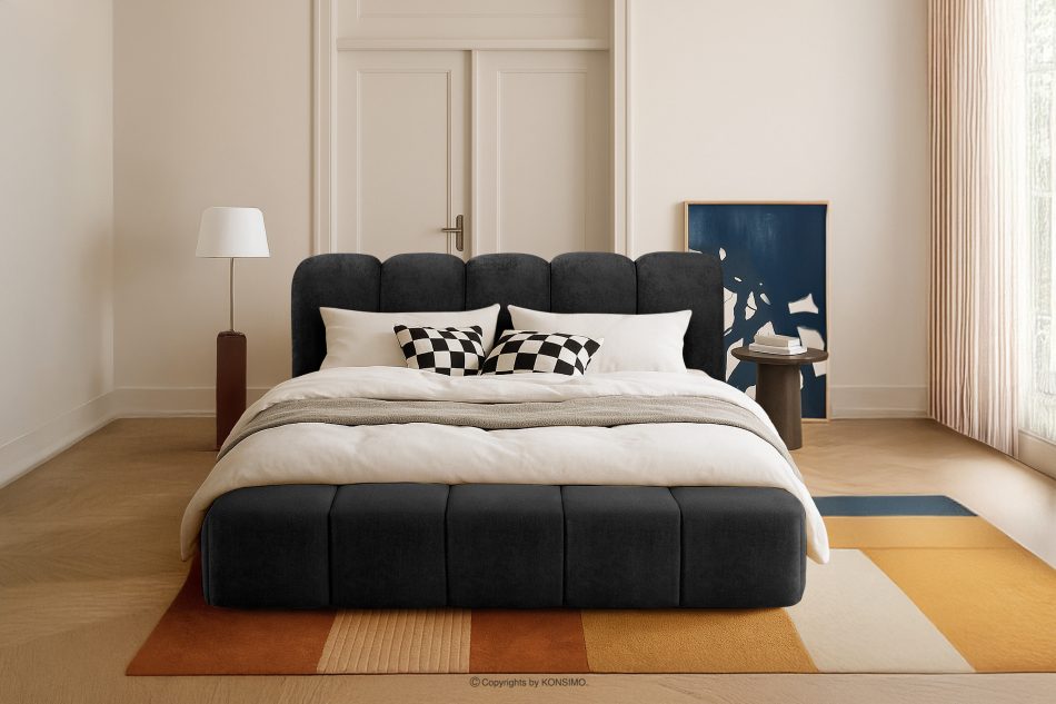 MERIDE Čalúnená posteľ 200 cm s antracitovým prešívaním antracitová - obrázok 21