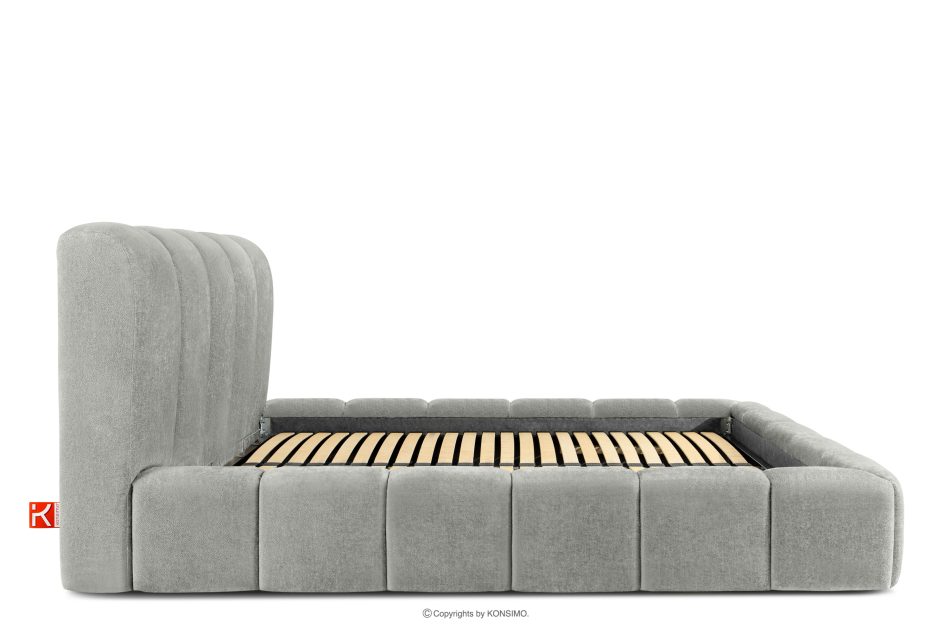 MERIDE Čalúnená posteľ 200 cm so svetlosivým prešívaním svetlo šedá - obrázok 4