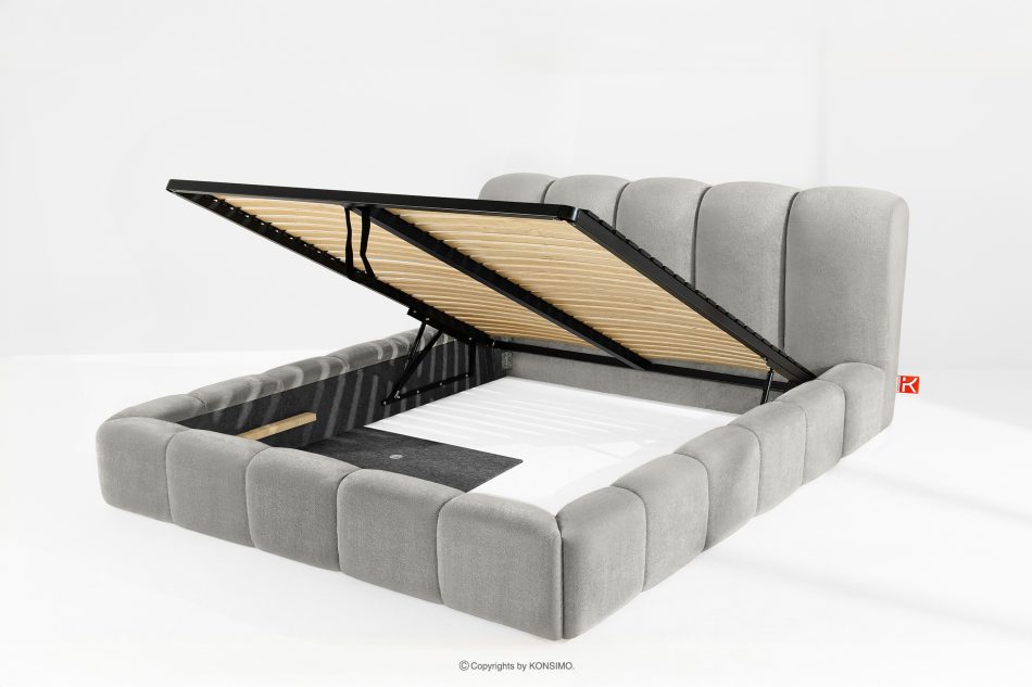 MERIDE Čalúnená posteľ 200 cm so svetlosivým prešívaním svetlo šedá - obrázok 7