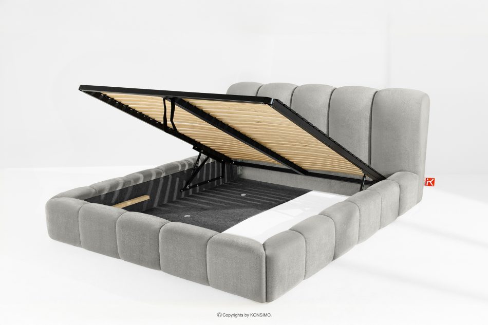 MERIDE Čalúnená posteľ 200 cm so svetlosivým prešívaním svetlo šedá - obrázok 8