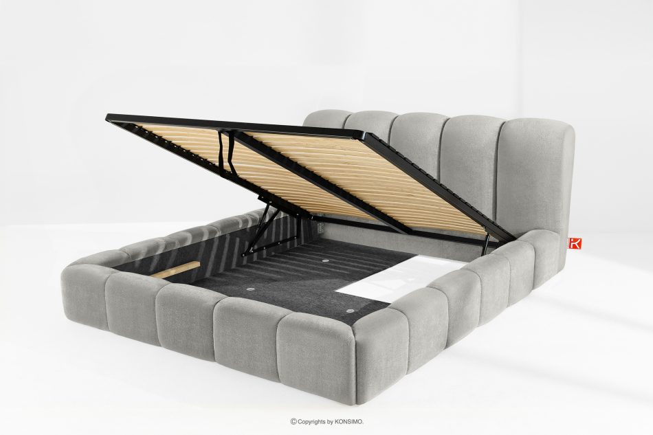 MERIDE Čalúnená posteľ 200 cm so svetlosivým prešívaním svetlo šedá - obrázok 9