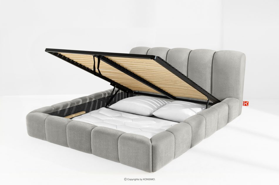 MERIDE Čalúnená posteľ 200 cm so svetlosivým prešívaním svetlo šedá - obrázok 11