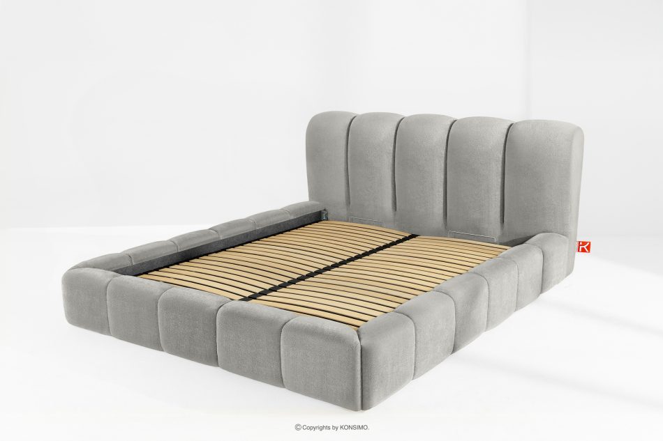 MERIDE Čalúnená posteľ 200 cm so svetlosivým prešívaním svetlo šedá - obrázok 12