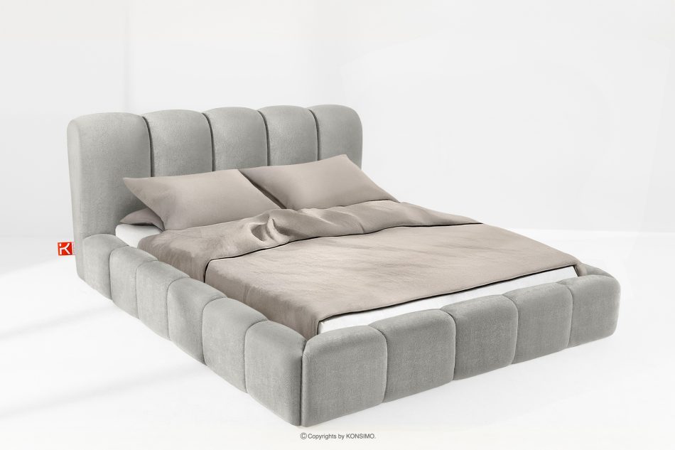 MERIDE Čalúnená posteľ 200 cm so svetlosivým prešívaním svetlo šedá - obrázok 1