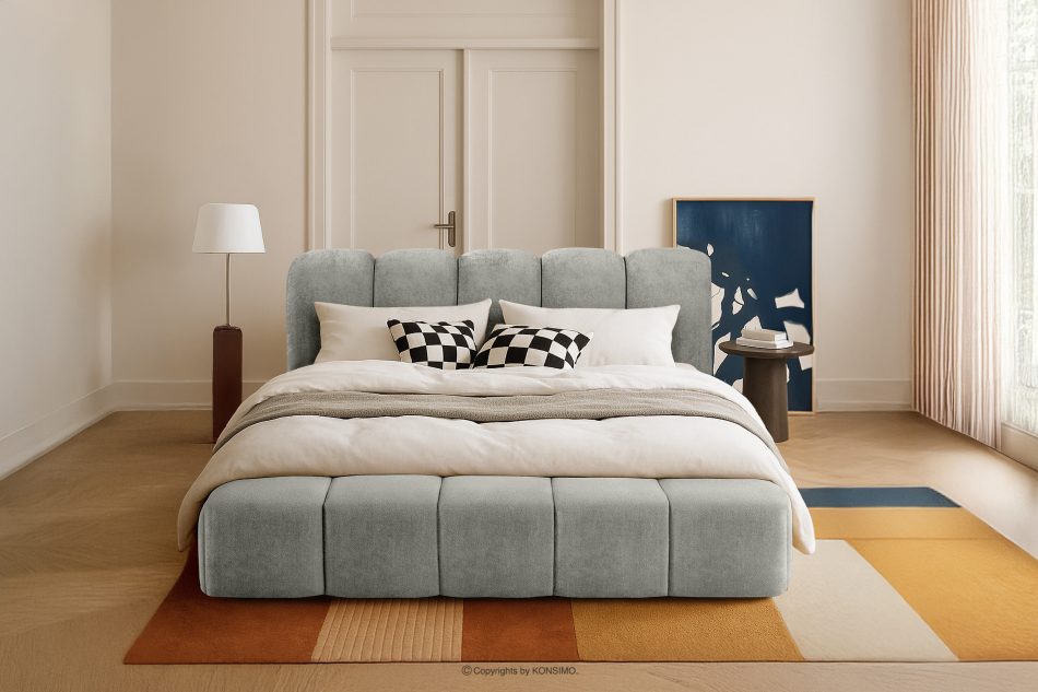 MERIDE Čalúnená posteľ 200 cm so svetlosivým prešívaním svetlo šedá - obrázok 21