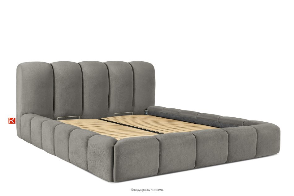 MERIDE Čalúnená posteľ 200 cm s tmavosivým prešívaním tmavo šedá - obrázok 2