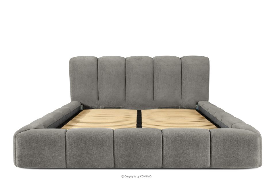 MERIDE Čalúnená posteľ 200 cm s tmavosivým prešívaním tmavo šedá - obrázok 3