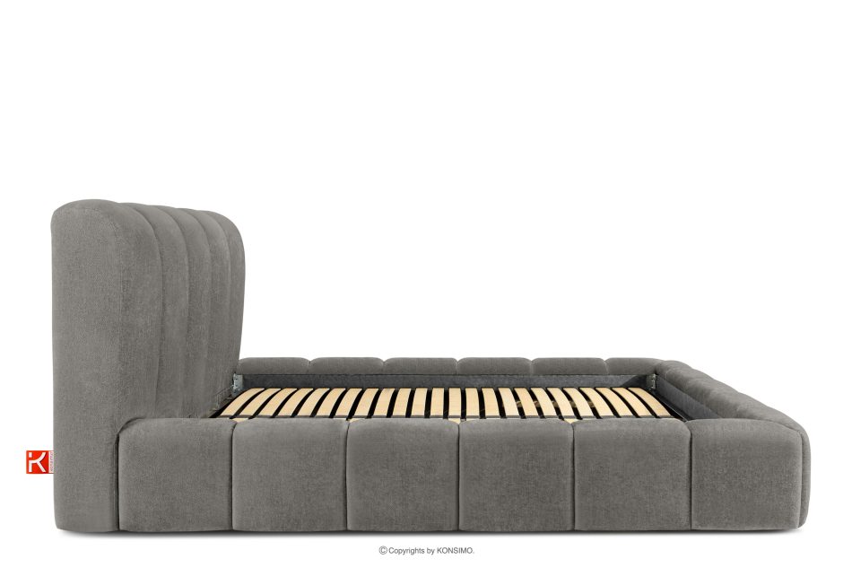 MERIDE Čalúnená posteľ 200 cm s tmavosivým prešívaním tmavo šedá - obrázok 4