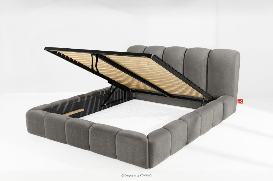 MERIDE Čalúnená posteľ 200 cm s tmavosivým prešívaním tmavo šedá - obrázok 6