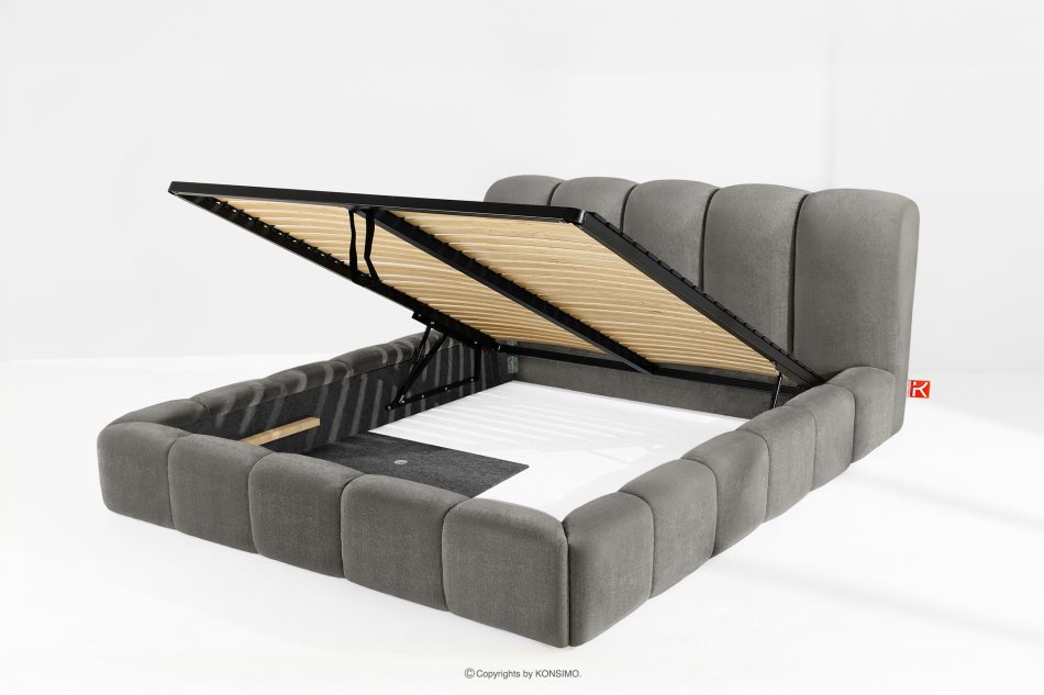 MERIDE Čalúnená posteľ 200 cm s tmavosivým prešívaním tmavo šedá - obrázok 7