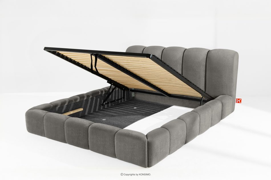 MERIDE Čalúnená posteľ 200 cm s tmavosivým prešívaním tmavo šedá - obrázok 8