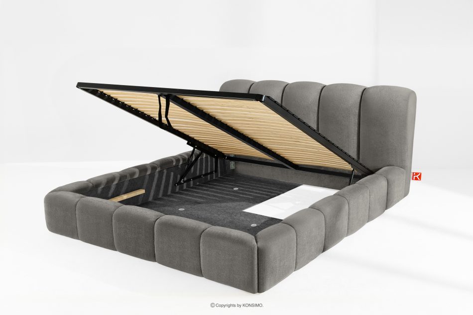 MERIDE Čalúnená posteľ 200 cm s tmavosivým prešívaním tmavo šedá - obrázok 9