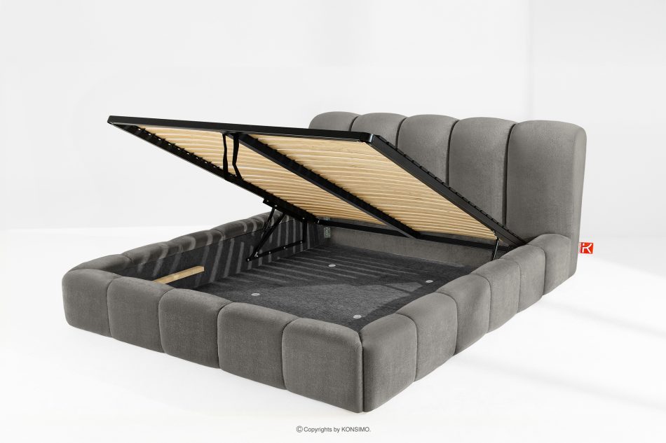 MERIDE Čalúnená posteľ 200 cm s tmavosivým prešívaním tmavo šedá - obrázok 10