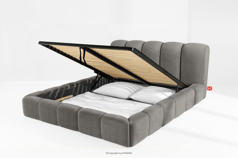 MERIDE Čalúnená posteľ 200 cm s tmavosivým prešívaním tmavo šedá - obrázok 11
