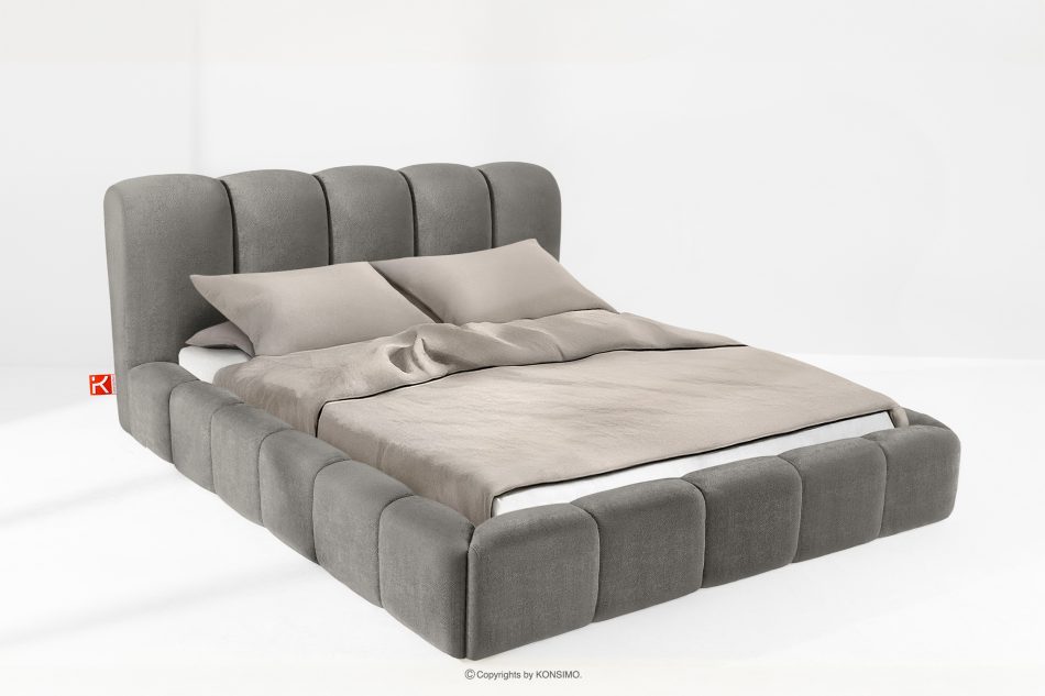 MERIDE Čalúnená posteľ 200 cm s tmavosivým prešívaním tmavo šedá - obrázok 1