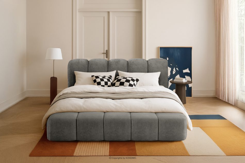 MERIDE Čalúnená posteľ 200 cm s tmavosivým prešívaním tmavo šedá - obrázok 21