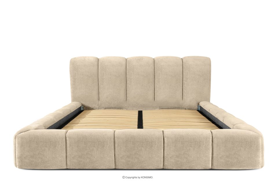 MERIDE Čalúnená posteľ 200 cm v štýle Japandi s béžovým prešívaním béžová - obrázok 3