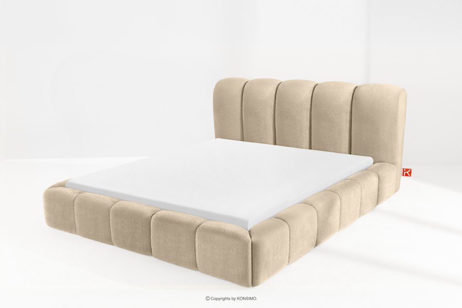 MERIDE Čalúnená posteľ 200 cm v štýle Japandi s béžovým prešívaním béžová - obrázok 13