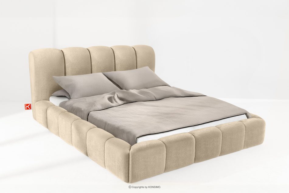 MERIDE Čalúnená posteľ 200 cm v štýle Japandi s béžovým prešívaním béžová - obrázok 1