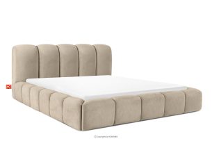 MERIDE, https://konsimo.sk/kolekcie/meride/ Čalúnená posteľ 200 cm v štýle Japandi so sivobéžovým prešívaním šedo-béžová - obrázok