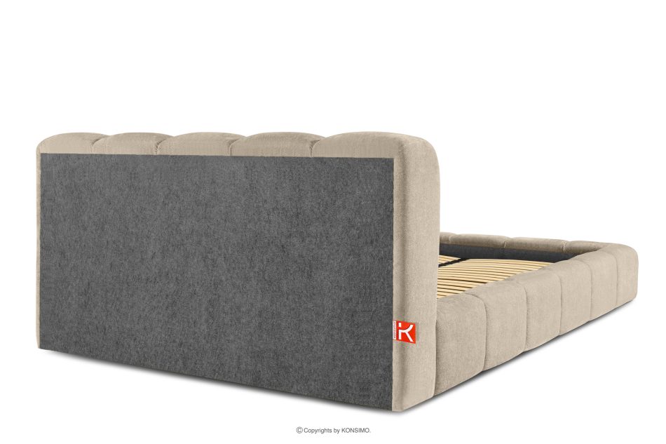 MERIDE Čalúnená posteľ 200 cm v štýle Japandi so sivobéžovým prešívaním šedo-béžová - obrázok 5