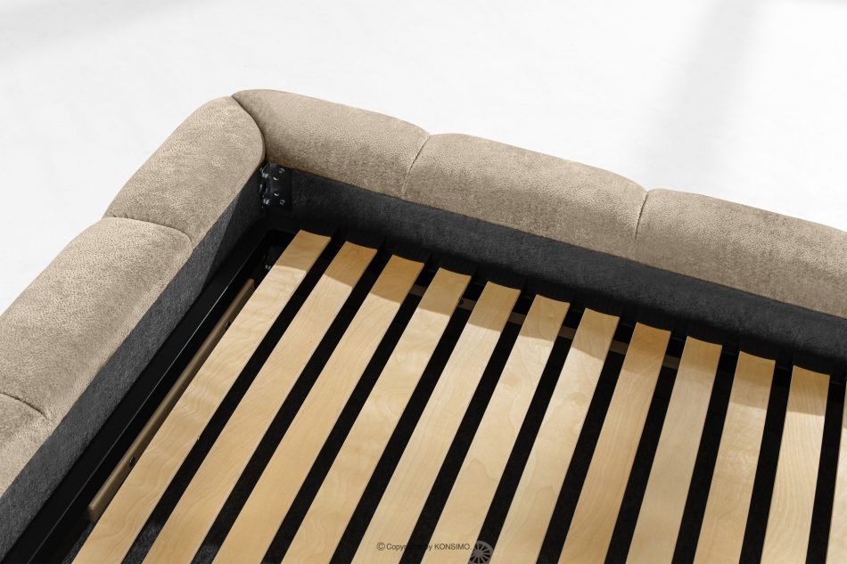 MERIDE Čalúnená posteľ 200 cm v štýle Japandi so sivobéžovým prešívaním šedo-béžová - obrázok 17
