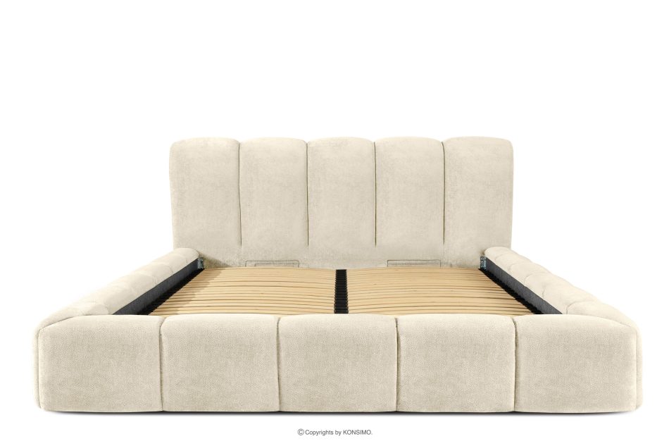 MERIDE Čalúnená posteľ 200 cm v štýle Japandi s ecru prešívaním ekru - obrázok 3