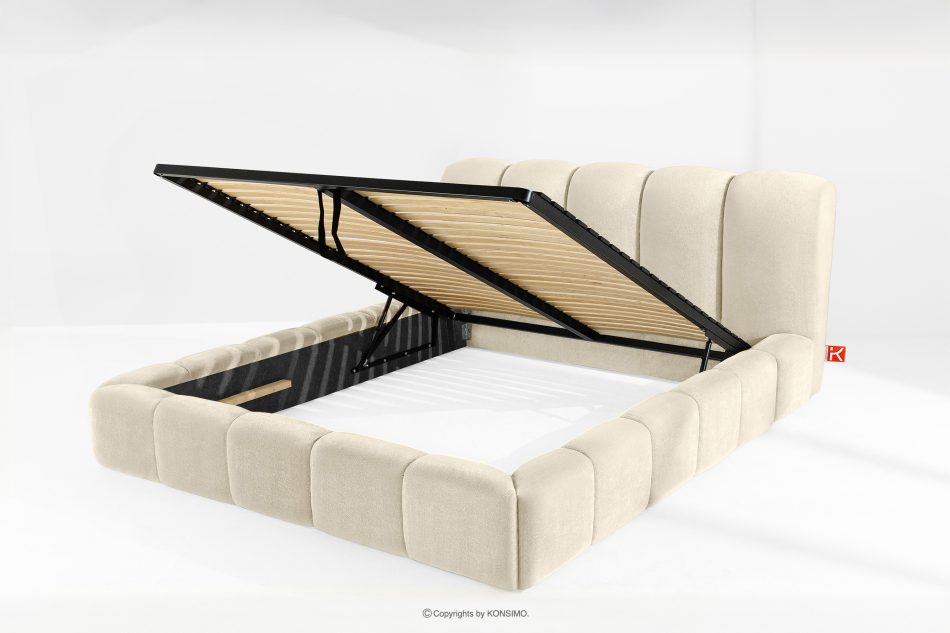 MERIDE Čalúnená posteľ 200 cm v štýle Japandi s ecru prešívaním ekru - obrázok 6
