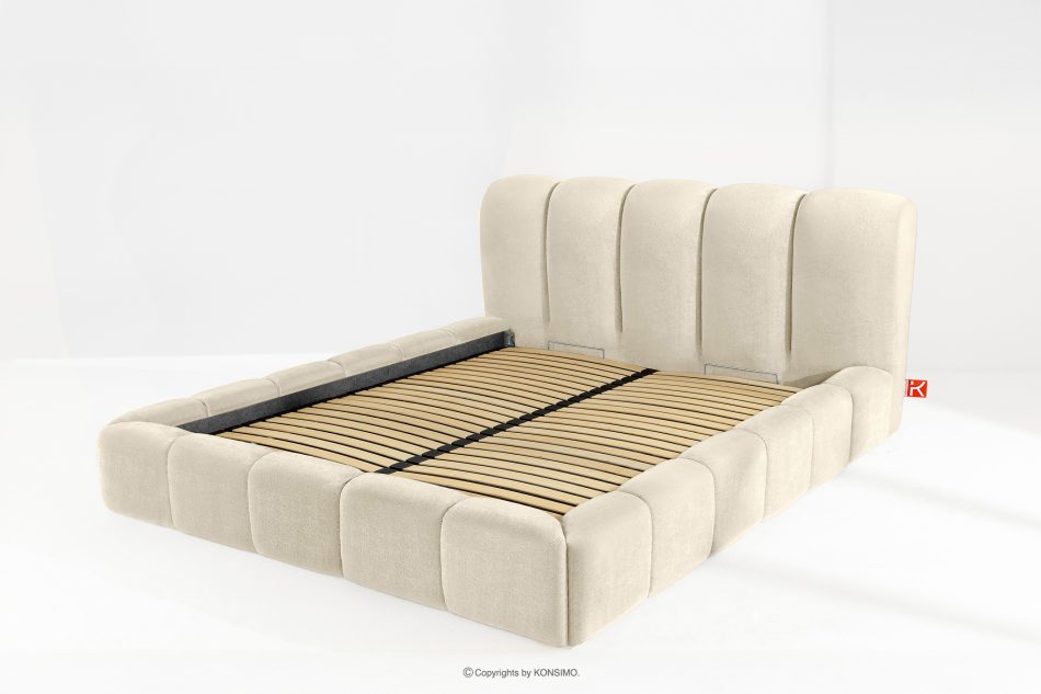 MERIDE Čalúnená posteľ 200 cm v štýle Japandi s ecru prešívaním ekru - obrázok 12