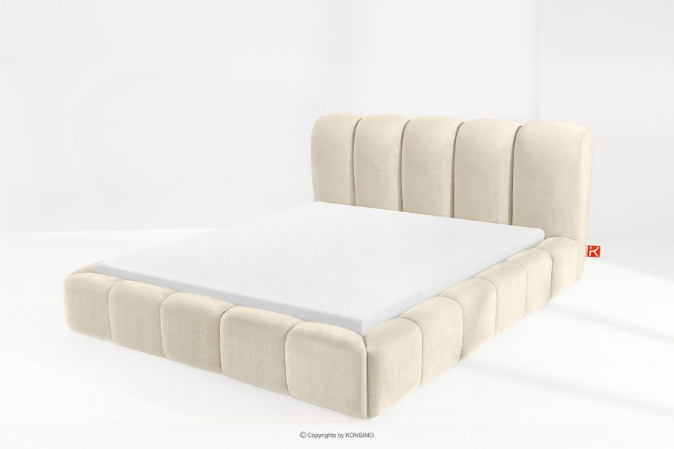 MERIDE Čalúnená posteľ 200 cm v štýle Japandi s ecru prešívaním ekru - obrázok 13
