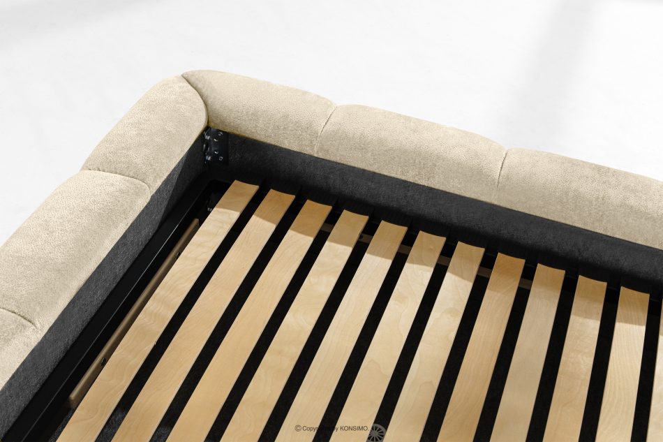 MERIDE Čalúnená posteľ 200 cm v štýle Japandi s ecru prešívaním ekru - obrázok 17