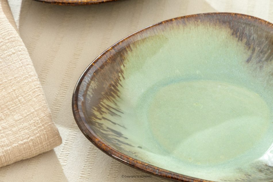 PRIMA Hlboký servírovací tanier ručne glazovaný šalviová farba šalviová farba - obrázok 6