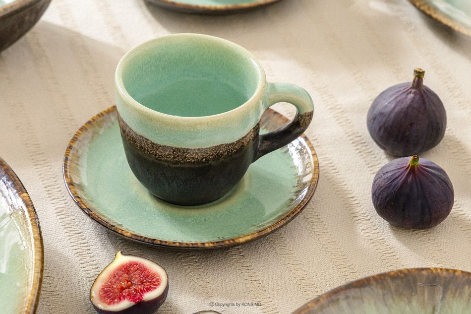 PRIMA Ručne glazovaný šalviová farba podšálek na šálku espressa šalviová farba - obrázok 6