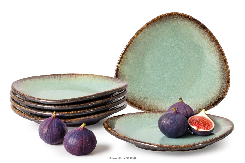 PRIMA Ručne glazovaný keramický raňajkový tanier 6 ks šalviová farba šalviová farba - obrázok 0