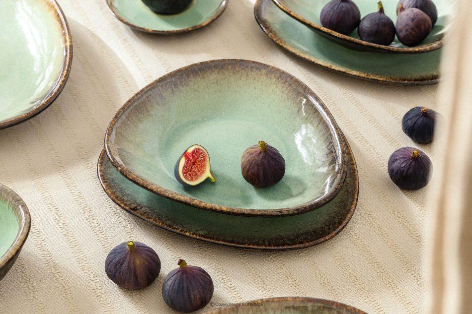 PRIMA Ručne glazovaný keramický hlboký tanier 6 ks šalviová farba šalviová farba - obrázok 6